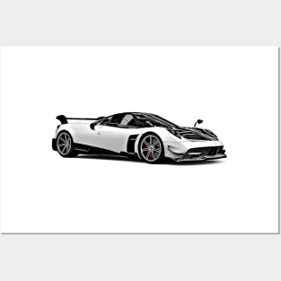 Pagani Huayra Supercar Racing Cartoon Posters and Art